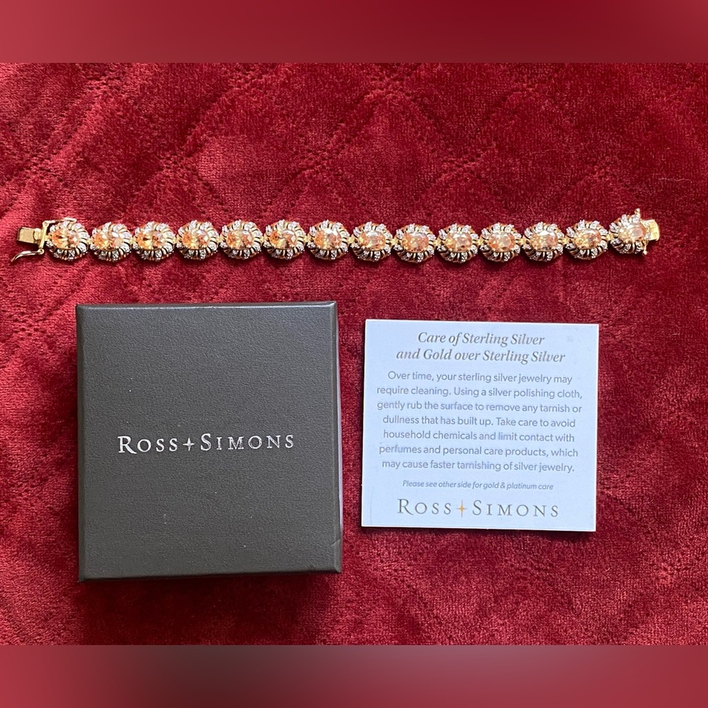 Ross Simmons 18k Gold Over 925 Sterling Silver Tourmaline Gemstones Bracelet - Picture 14 of 16
